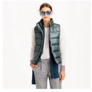 J crew shiny puffer vest green metallic small j. olive emerald jacket